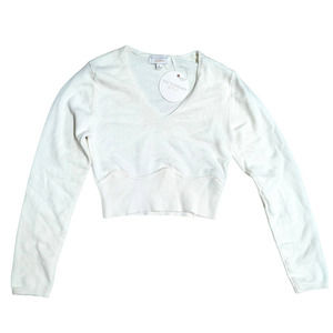 NWT Dictionary Knitwear sz Large Cropped Coconut Milk Viscose Sweater